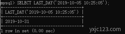 mysql last_day() 函数