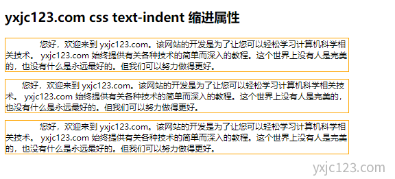 css text-indent 文本缩进属性