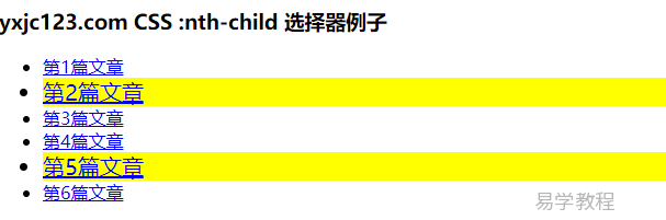 CSS :nth-child(n) 选择器