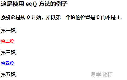 jQuery eq() 方法