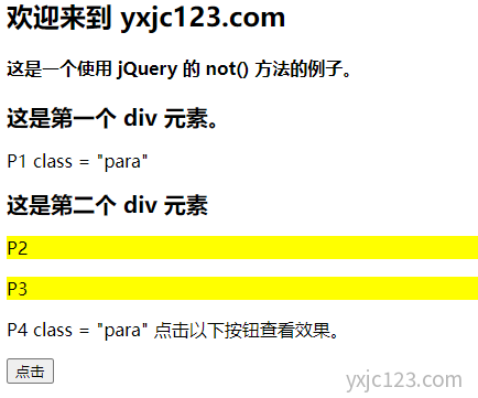jQuery not() 方法
