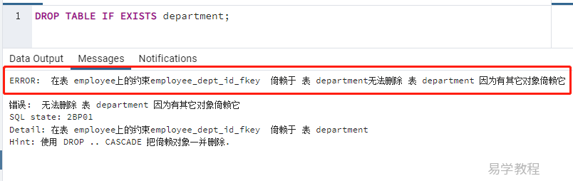 PostgreSQL 删除表